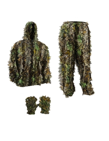 GHILLIE FEUILLE 3D A CAPUCHE - PANTALON - VESTE - GANTS