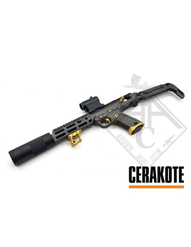 CUSTOM AAP-01 SMG CERAKOTE GREY / GOLD - ACTION ARMY