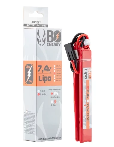 BATTERIE LIPO 7.4 V 1300MAH DOUBLE STICK - BO MANUFACTURE