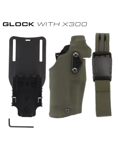 HOLSTER COMPLET GLOCK 17 LAMPE X300 RANGER GREEN - WOSPORT