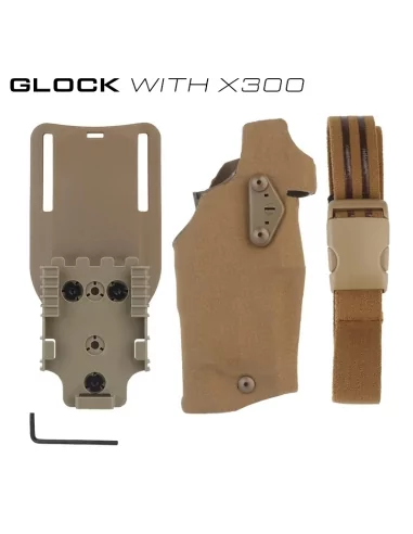 HOLSTER COMPLET GLOCK 17 LAMPE X300 TAN - WOSPORT