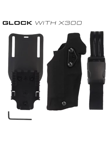 HOLSTER COMPLET GLOCK 17 LAMPE X300 NOIR - WOSPORT