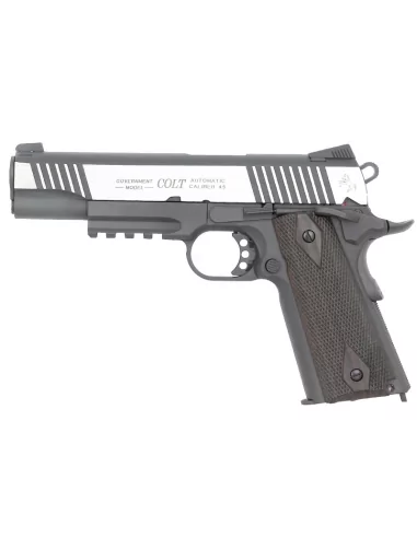 COLT 1911 RAIL GUN BI TON SILVER CO2 - CYBERGUN