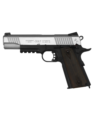 COLT 1911 RAIL GUN BI TON SILVER CO2 - CYBERGUN